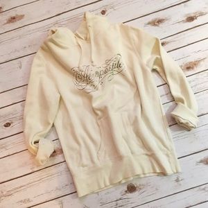 Aeropostale Cream & Silver Logo Pullover Hoodie